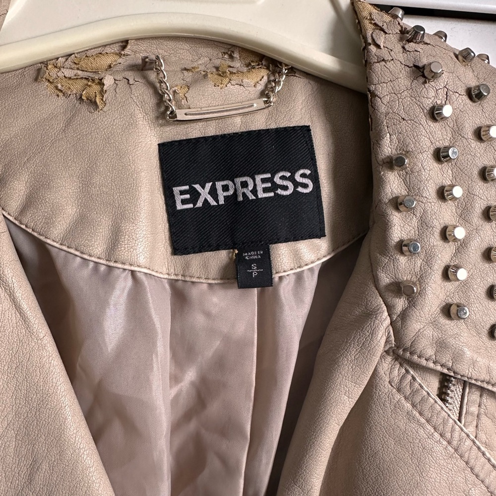 Express Tan Studded Leather Jacket - Picture 3 of 10